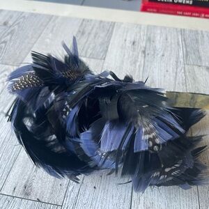 39 inch Strip of Blue Chicken Feathers for Fly Tying, Hat Bands or Crafts